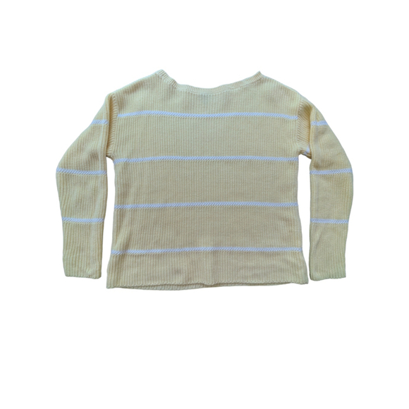 Women's Talbots Yellow & White Striped Sweater Size S - Picture 1 of 3